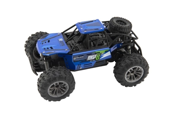 Auto RC buggy terenowe niebieskie 22cm plastikowe 2,4GHz na baterie + paczka do ładowania w pudełku 32x16x18cm