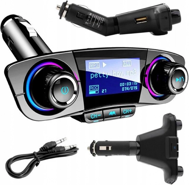 Nadajnik FM Bluetooth USB 5.0 wielofunkcyjny 8w1