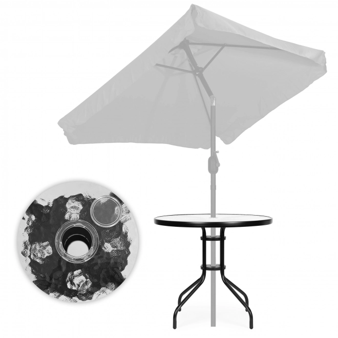 Okrągły stół ogrodowy 80 cm z otworem na parasol