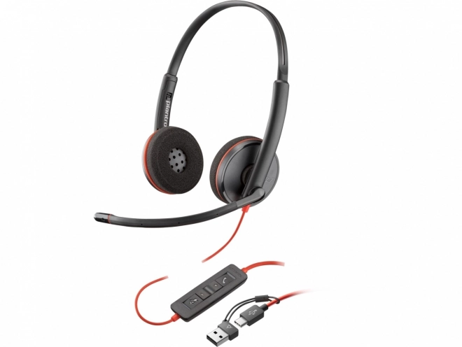 Słuchawki stereo Blackwire 3220 z USB-C + adapter USB-C/A