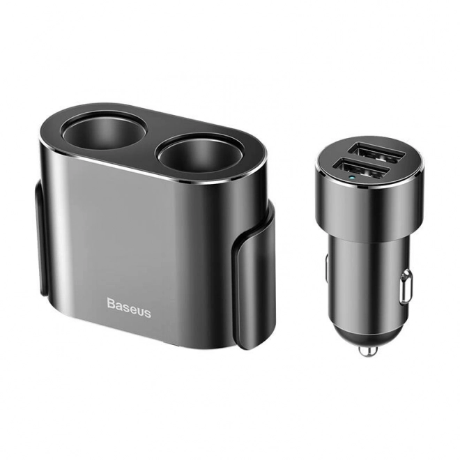 Gniazdo zapalniczki z rozdzielaczem 2xUSB 3,1A 100W - czarny