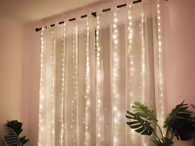 Świąteczna kurtyna świetlna 300 LED ciepła biała USB
