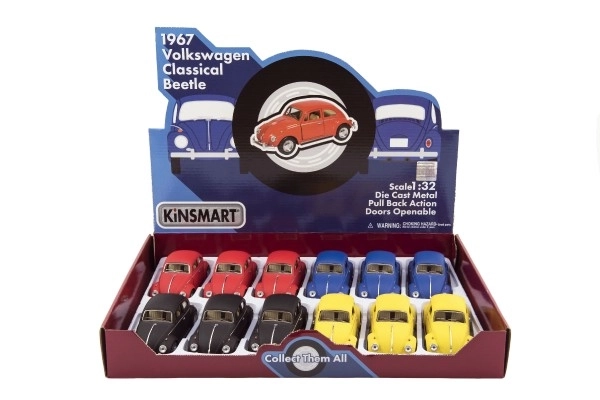 Auto Kinsmart VW Klasyczny Garbus metal/plastik 13cm na napęd wsteczny 4 kolory 12szt w pudełku