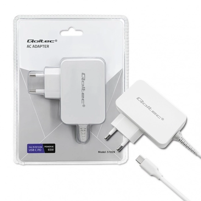 Adapter sieciowy USB-C 65 W Power Delivery Biały