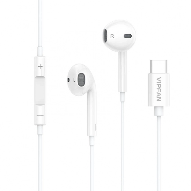 Przewodowe słuchawki Vipfan M14 USB-C białe