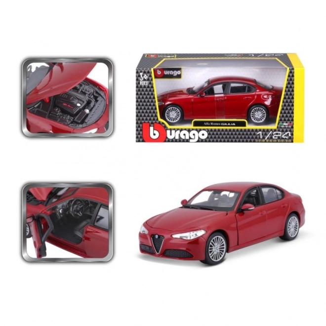 Bburago 1:24 Alfa Romeo Giulia (2016) Metallic czerwony 18-21080