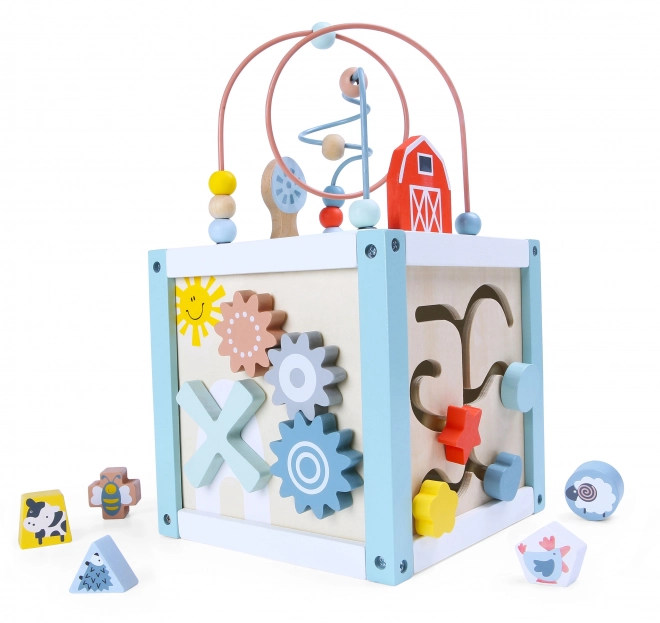 Drewniany sorter klocków z klockami Ecotoys