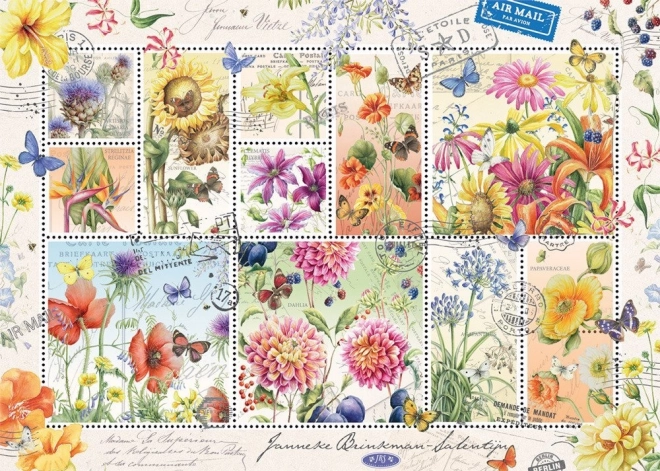 Znaczki kwiatowe Jumbo puzzle letnie 1000 elementów