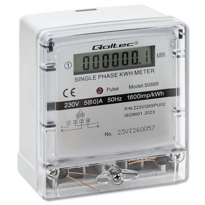 Jednofazowy licznik energii Qoltec 230V z wyświetlaczem LCD