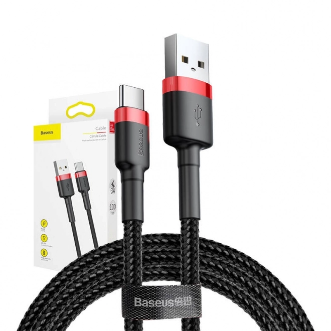 Kabel USB-C Baseus Cafule 3A 1m czerwono-czarny
