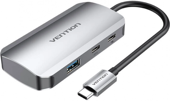 Stacja dokująca USB‑C Vention z 3× USB 3.0 i PD 100 W, 0,15 m, szara