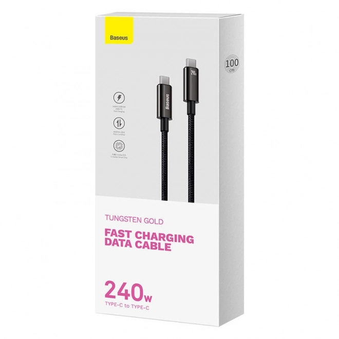 Kabel USB-C na USB-C Baseus Tungsten Gold 240W 1 m (czarny)