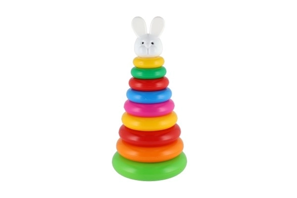 Piramidka składanka z plastikowymi krążkami 28cm assort 2 rodzaje w siatce 12m+