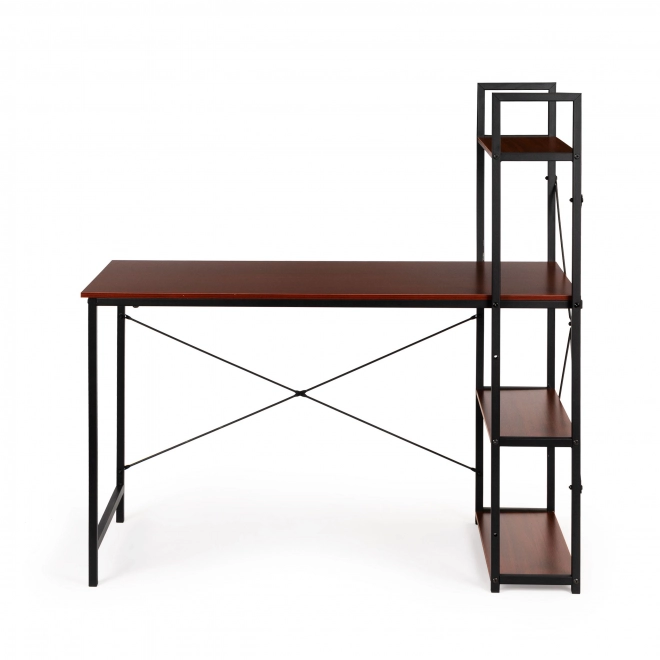 Drewniane biurko komputerowe z półkami w stylu loft