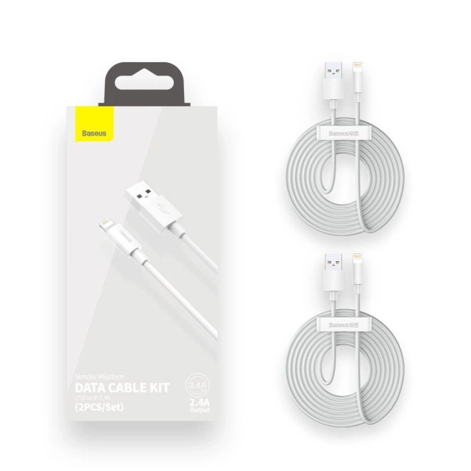 Zestaw kabli danych USB na Lightning Baseus Simple Wisdom
