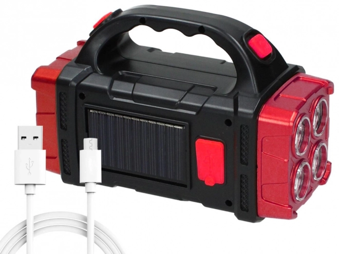 Przenośna lampa LED solarna z COB, reflektorem i powerbankiem