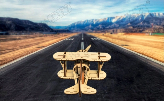 Drewniane puzzle 3D dwupłatowiec