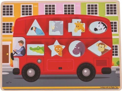 Bigjigs Toys układanka typu puzzle autobus ze zwierzątkami