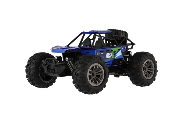 Auto RC buggy terenowe niebieskie 22cm plastikowe 2,4GHz na baterie + paczka do ładowania w pudełku 32x16x18cm