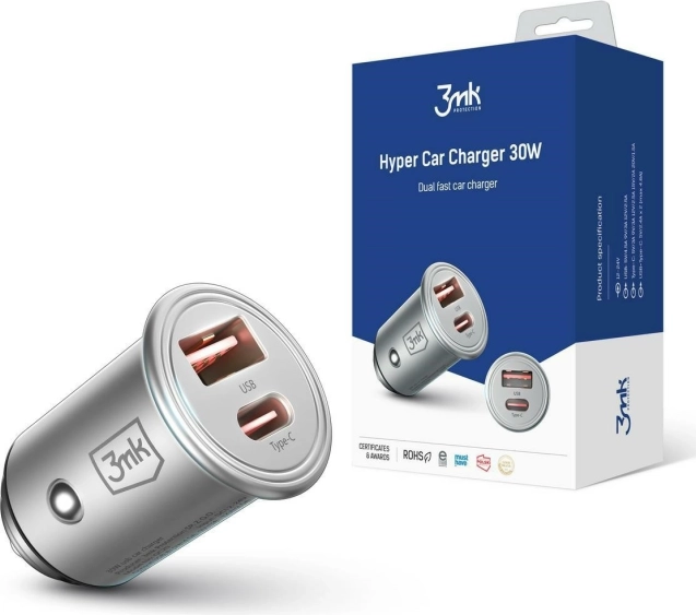 ładowarka samochodowa 30 W z USB‑C i USB‑A z obsługą PD i QC