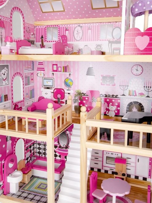 Drewniany domek dla lalek z meblami od ECOTOYS
