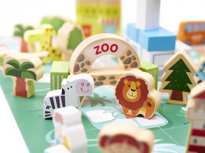Drewniane edukacyjne miasto puzzle 120 elementów