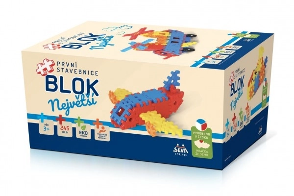 Zestaw klocków BLOK Największy plastikowy 245 sztuk w pudełku 27x38x18cm
