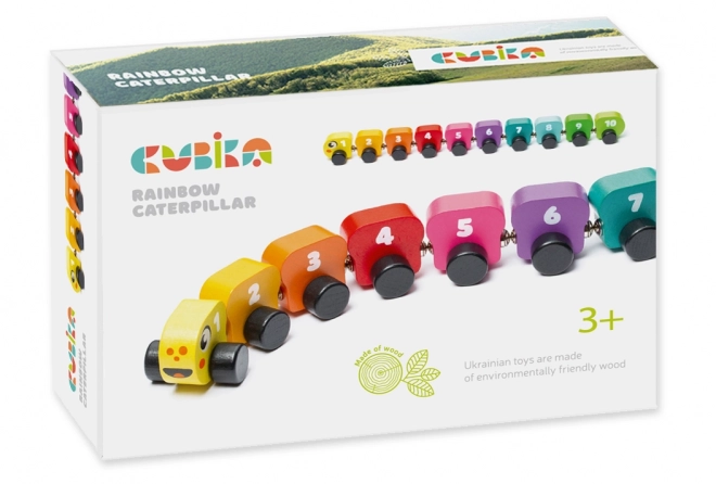 CUBIKA 15399 Kolorowa gąsienica z numerami - drewniana zabawka z magnesami 10 części