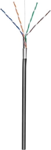 zewnętrzny ekranowany kabel F/UTP Cat5e CCA 4x2 drut 305 m czarny