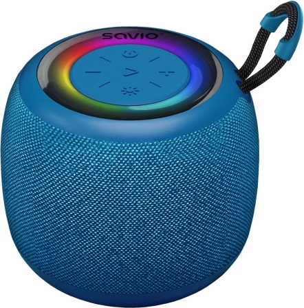 bezprzewodowy głośnik bluetooth savio z podświetleniem rgb, 5 w, ipx4, niebieski