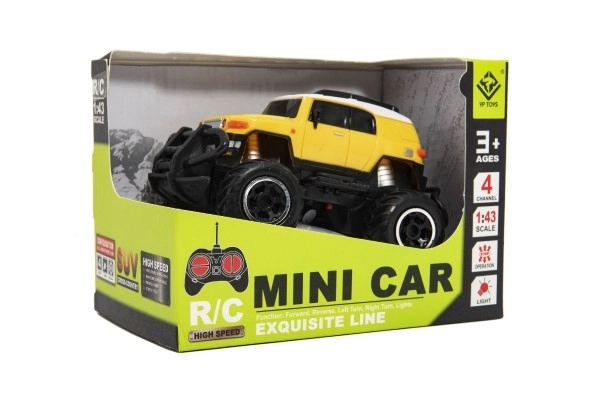 Auto RC mini SUV plastik 14cm 27MHz na pilota, z bat. z oświetl. 2 kolory w opak. 16x12x10