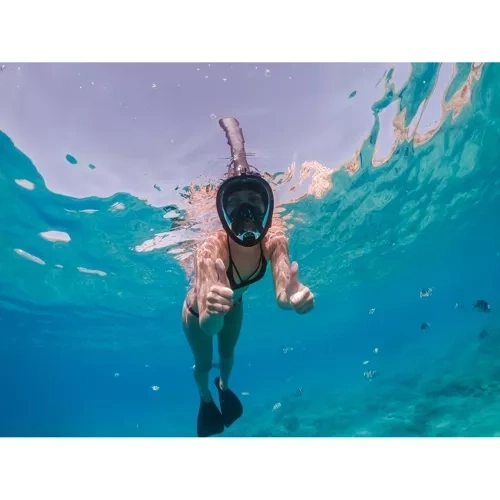 czarna pełnotwarzowa maska do snorkelingu - L/XL