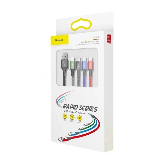 Baseus Szybki kabel USB 4w1 2xUSB-C / Lightning / Micro 3,5A 1,2m - czarny