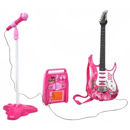 Gitara + mikrofon + wzmacniacz różowa 22407