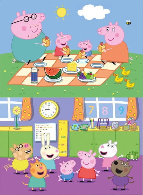 Puzzle 2 x 60 elementów Super Colour Świnka Peppa