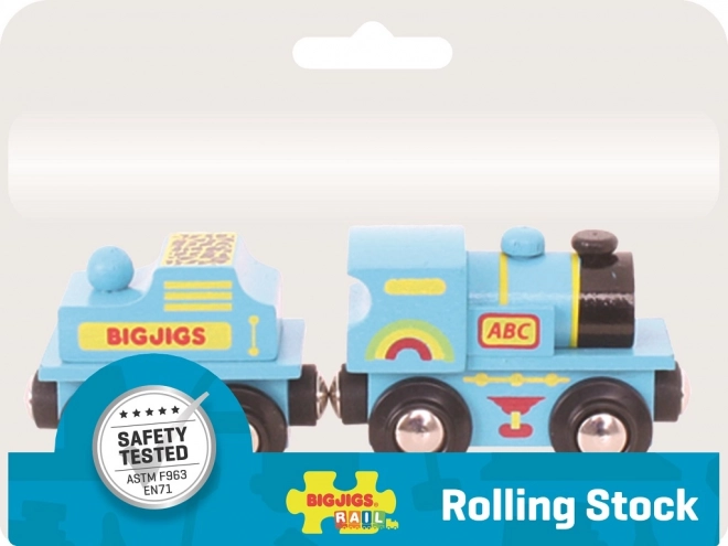 Niebieska lokomotywa z tendrem i 2 torami od Bigjigs Rail