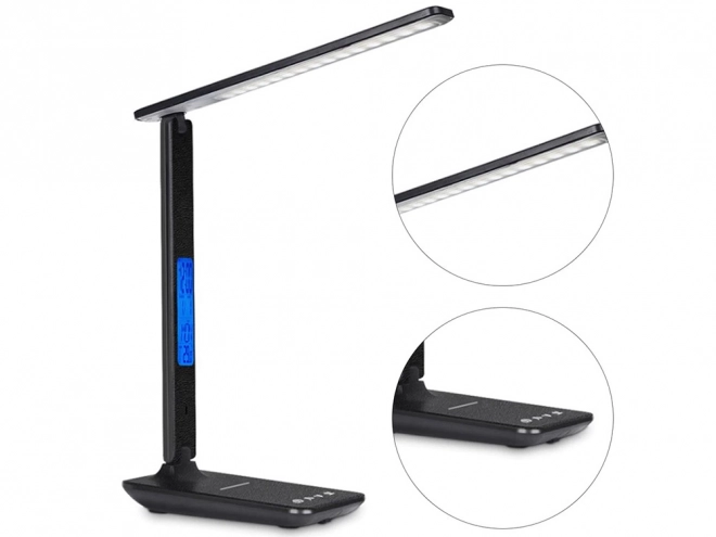 Nowoczesna lampa biurkowa do szkoły z USB i ładowarką Qi