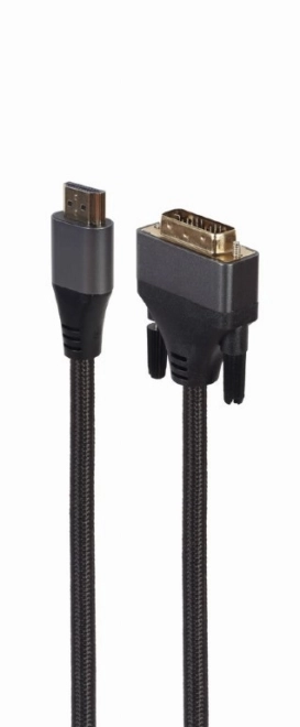 Kabel HDMI do DVI z opletem 1,8m, pozłacane złącza