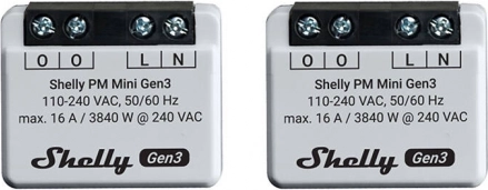 Shelly PM Mini Gen3 – zestaw 2 liczników zużycia, Wi‑Fi/Bluetooth