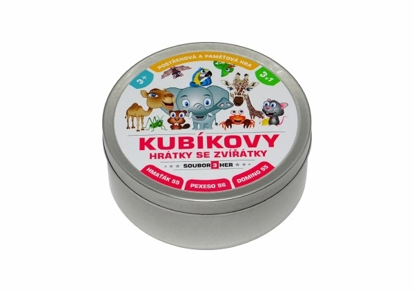 Zabawy Kubika ze zwierzątkami 3w1 w metalowym pudełku