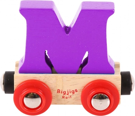 Drewniany wagonik z literą M BIGJIGS RAIL
