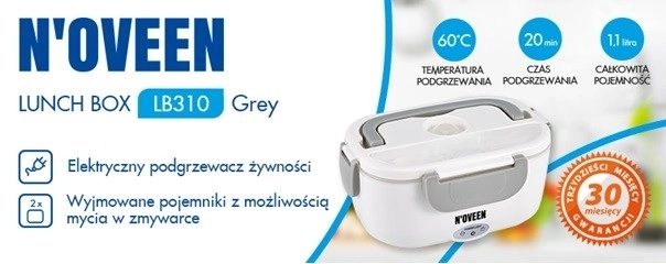 Elektryczne pudełko grzewcze na obiady Szary