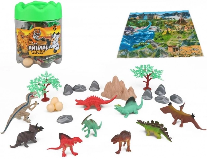 Zestaw dinozaurów 24 szt. w pudełku do przechowywania