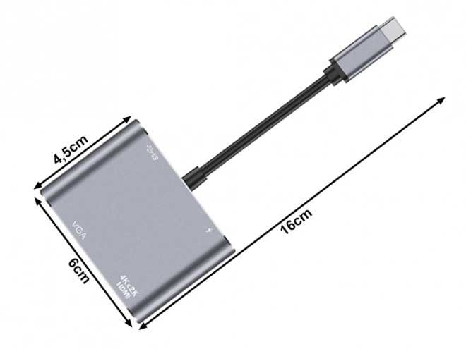 Adapter USB-C HDMI 4K VGA Hub z Power Delivery