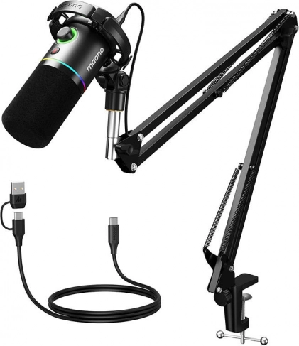 Dynamiczny mikrofon USB/XLR Maono PD200XS z podświetleniem RGB – czarny