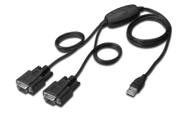 Adapter USB 2.0 na 2x RS232 (DB9) z kablem USB A M/Ż długość 1,5m