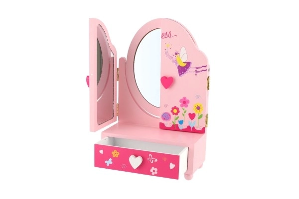 Lustro szkatułka na biżuterię Princess 3-częściowe szuflada drewno 16x25x8cm w pudełku