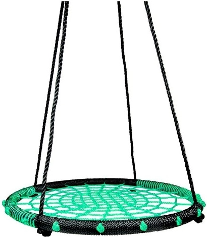 Huśtawkowe koło z linową siatką 80 cm – Zielona