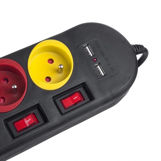 Listwa zasilająca z przełącznikami 4 gniazda + 2xUSB kabel przedłużający MCE229B czarna