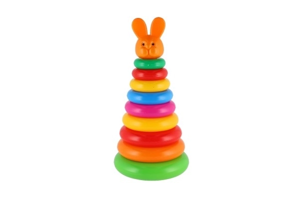 Piramidka składanka z plastikowymi krążkami 28cm assort 2 rodzaje w siatce 12m+